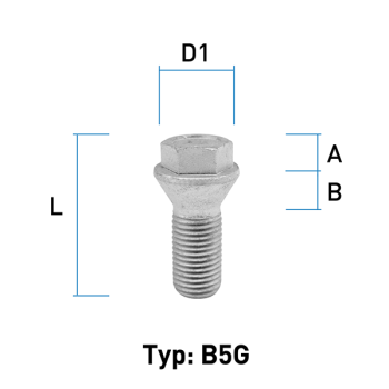 Radschraube M12X1,5 Kegel 60° Typ B5G - L: 21 - 23 mm