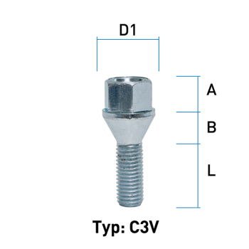 Radschraube M12X1,5 Kegel 60° Typ C3V - L: 22 - 50 mm