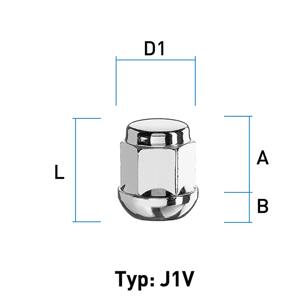 Radmutter M12X1,5 Kugel R12 Typ J1V - H: 27 mm