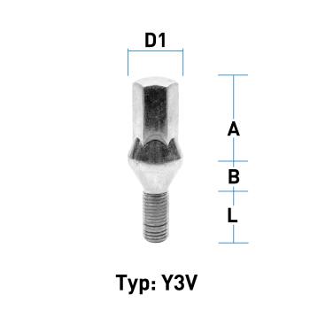 Radschraube M12X1,5 Kegel 60° Typ Y3V - L: 24 mm