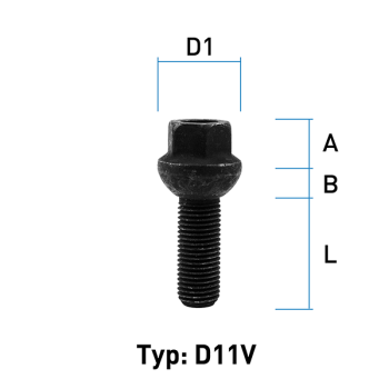 Radschraube M14X1,5 Kugel R14 Typ D11V - L: 34 mm 