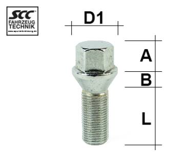 Radschraube M14X1,25 Kegel 60° Typ A5C - L: 30 mm