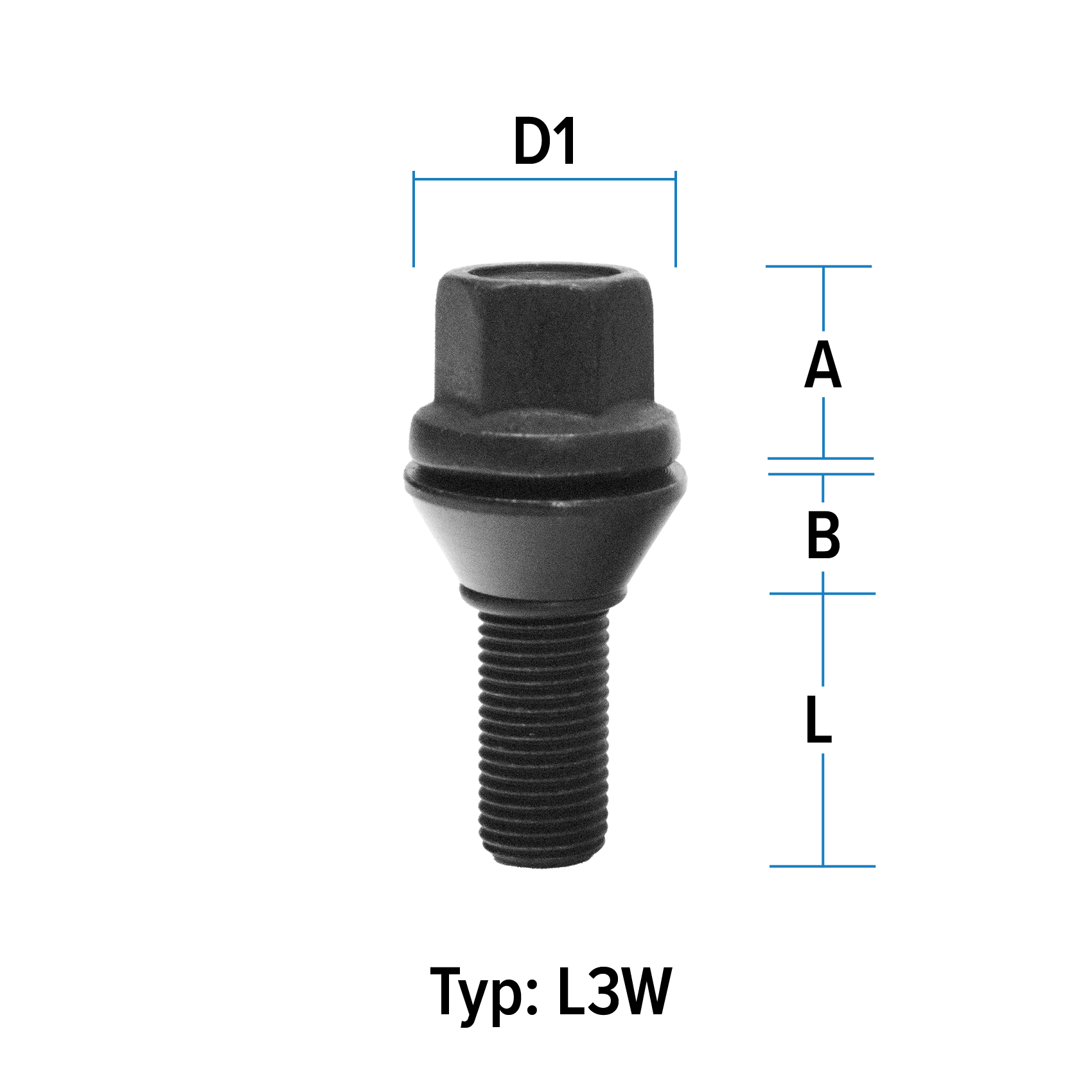 Lochkreisversatzschraube M12X1,25 Kegel 60° Typ L3W - L: 26 - 30 mm