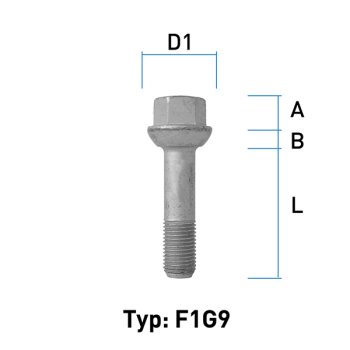 Radschraube M14X1,5 Kugel R14 Typ F1G9 - L: 52 mm 