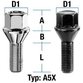 Radschraube M12X1,5 Kegel 60° Typ A5X (A5V/A5W) - L: 24 - 60 mm