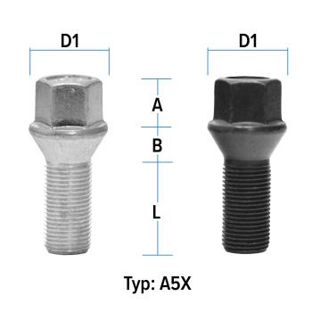 Radschraube M12X1,5 Kegel 60° Typ A5X (A5V/A5W) - L: 24 - 60 mm