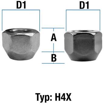 Radmutter M12X1,5 Kegel 60° Typ H4X (H4V/H4W) - H: 17 mm