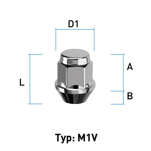 Radmutter M12X1,75 Kegel 60° Typ M1V - H: 30 mm 