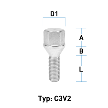 Radschraube M12X1,5 Kegel 60° Typ C3V2 - L: 28 mm