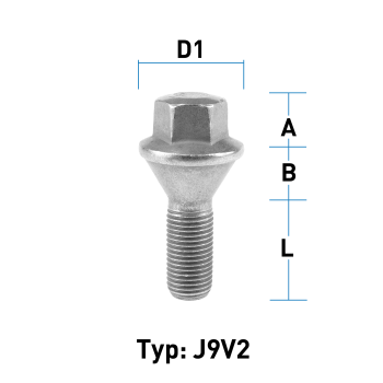 Radschraube M14X1,5 Kegel 60° Typ J9V2 - L: 30 mm 