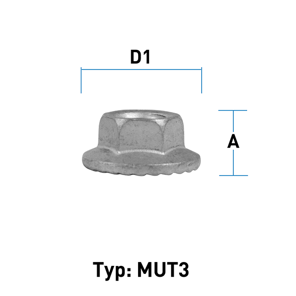 Felgenmutter M7x1,0 Flachbund Typ MUT3 – H: 7