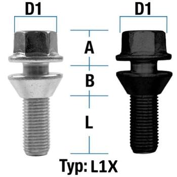 Lochkreisversatzschraube M12X1,5 Kegel 60° Typ L1X (L1V/L4W) - L: 22 - 52 mm