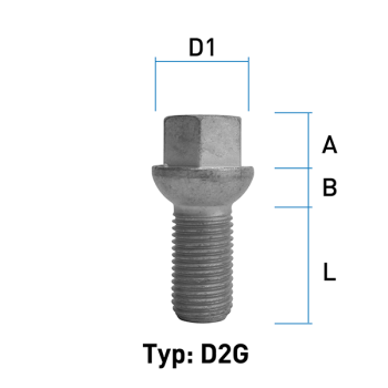 Radschraube M14X1,5 Kugel R12 Typ D2G - L: 25 - 64 mm