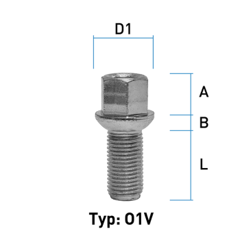 Radschraube M14X1,5 Kugel R13 Typ O1V - L: 27 mm 