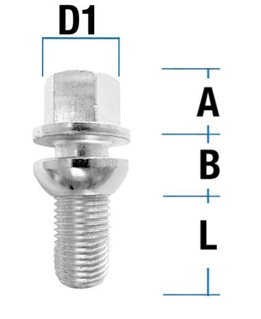 Radschraube M14X1,5 Kugel R13 Typ L4V - L: 26 - 58 mm