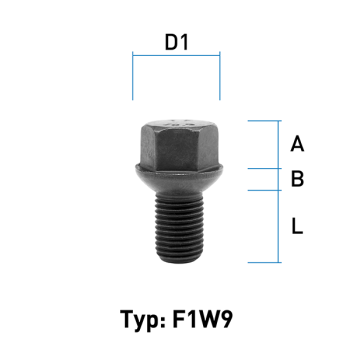 Radschraube M14X1,5 Kugel R14 Typ F1W9 - L: 19 mm 