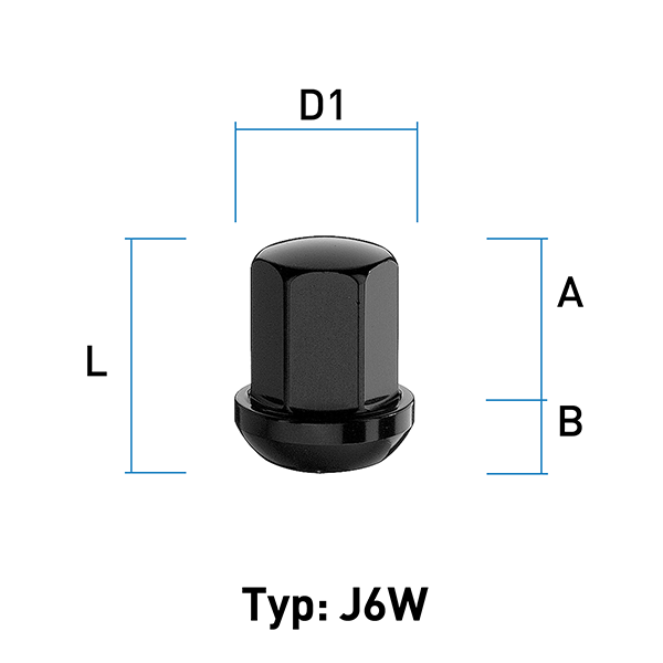 Radmutter Aluminium M14X1,5 Kugel R14 Typ J6W - H: 32 mm 