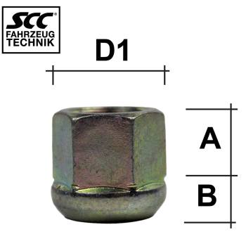 Radmutter M16X1,5 Kugel R16 Typ T12G - H: 26 mm 