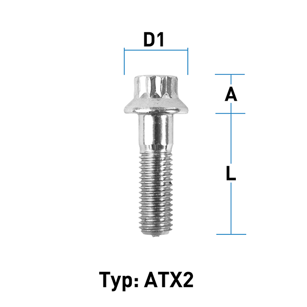 Felgenschraube M7x1,0 Flachbund Typ ATX2 - L: 16-32