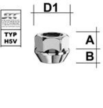 Radmutter M12X1,5 Kegel 60° Typ H28V - H: 17,5 mm