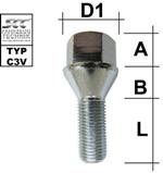 Radschraube M14X1,5 Kegel 60° Typ C4V - L: 28 - 69 mm 