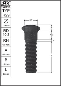 Rändelbolzen 3/8 UNF Typ R29 - L: 30 mm