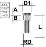 Rändelbolzen M12X1,5 Typ HO5 - L:  39 - 60 mm