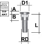 Rändelbolzen 1/2 UNF Typ AM7 - L: 37 mm 