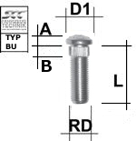 Rändelbolzen 1/2 UNF Typ BU - L: 41 mm 