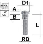 Rändelbolzen 9/16 UNF Typ CG - L: 54 mm 