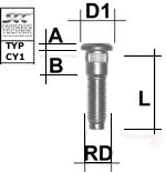 Rändelbolzen M12X1,5 Typ CY1 - L: 46 mm