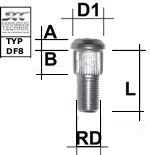Rändelbolzen 1/2 UNF Typ DF8 - L: 35 - 41 mm 