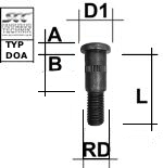 Rändelbolzen 1/2 UNF Typ DOA - L: 51 mm