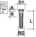 Rändelbolzen 1/2 UNF Typ FL - L: 46 mm 