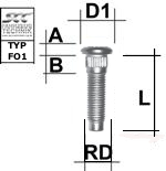 Rändelbolzen M12X1,5 Typ FO1 - L: 46 - 51 mm