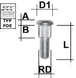 Rändelbolzen 7/16 UNF Typ FOE - L: 37 mm 