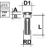 Rändelbolzen M12X1,5 Typ HY - L: 37 mm