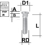 Rändelbolzen M12X1,5 Typ JE - L: 49 mm