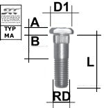 Rändelbolzen M12X1,5 Typ MA - L: 43 mm