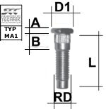 Rändelbolzen M12X1,5 Typ MA1 - L: 47 mm