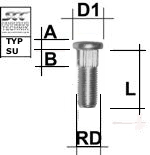 Rändelbolzen M12X1,25 Typ SU - L: 34 - 38 mm