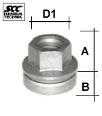 Radmutter M14x2,0 Flachbund zweiteilig Typ T16G - H: 24,5 mm 