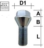 Radschraube M12X1,25 Kegel 60° Typ B5V - L: 21 - 26 mm