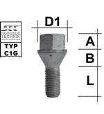 Radschraube M12X1,75 Kegel 60° Typ C1G - L: 25 - 50 mm