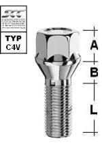 Radschraube M12X1,25 Kegel 60° Typ C4V - L: 24 - 50 mm