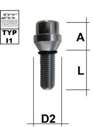 Ibolt Radschraube M12 X 1,25 Kegel 60° zweiteilig Typ I1  - L: 15 - 95 mm