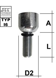 Radschraube DIN912 - VERZINKT - 10.9 M12X1,25 Kugel R13 + Versatz Typ I6 - L: 30 - 39 mm