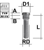 Rändelbolzen M12X1,5 Typ R11V - L: 50 - 60 mm