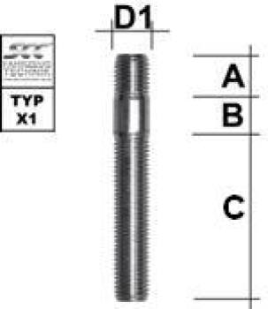 Doppelgewindebolzen M12X1,5 Typ X1V - L: 80 mm