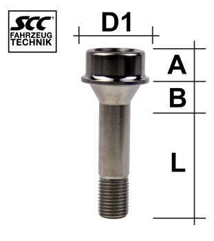 Radschraube M14X1,5 Kegel 60° Typ A2T - L: 52 - 70 mm - 20 Stück